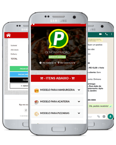 Cardápio de pedidos via WhatsApp.